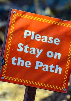 Please stay on path sign