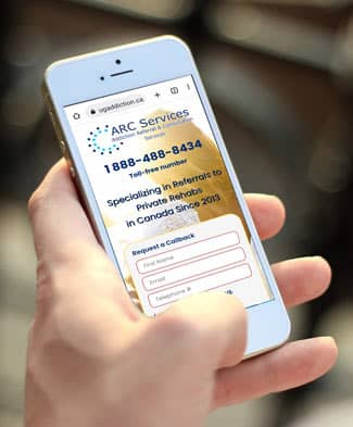  Cell phone with ARC Services website.