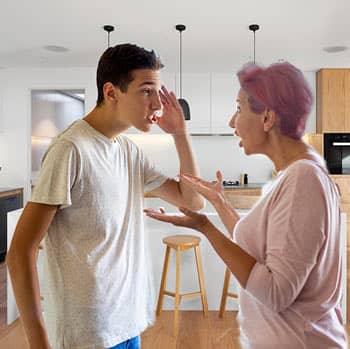 mother and son arguing.