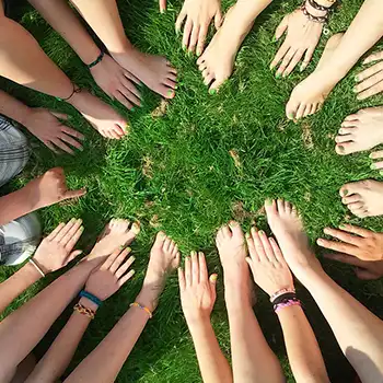 A circle of hands, community change