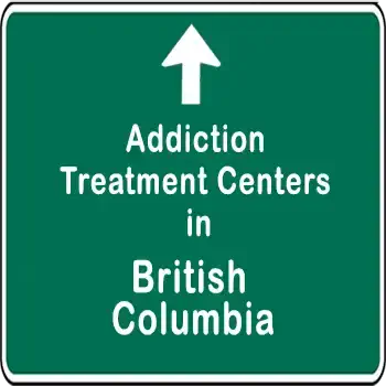 road sign pointing to rehabs in bc straight ahead.