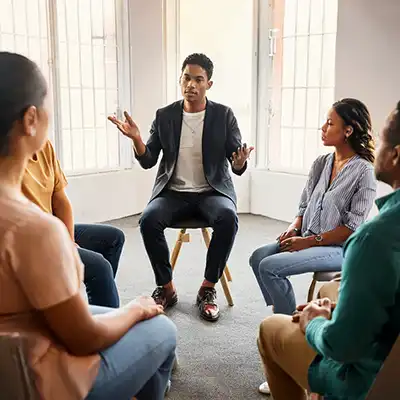 People at an Alcoholic Anonymous meeting