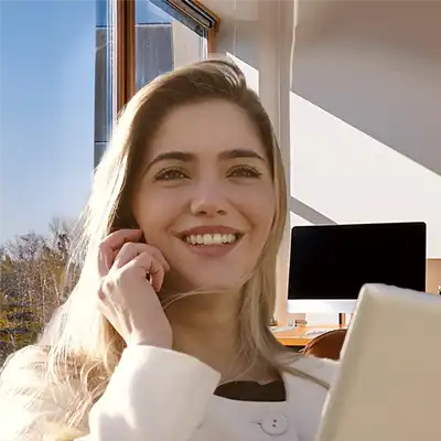 Woman on a helpline.