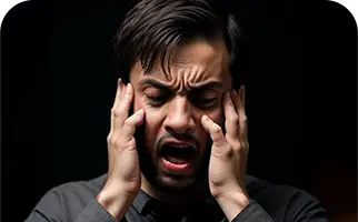a man intensely afraid