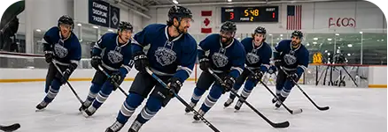 A hockey game with friends with friends.