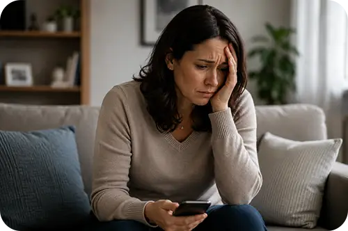 woman looking for a rehab.